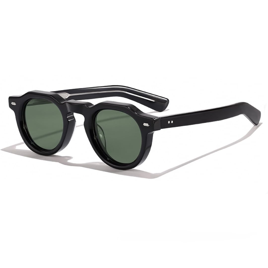 Gafas de sol vintage sencillas redondas para hombre, montura pequeña de acetato, gafas de sol para mujer, ideales para fiestas, viajes y actividades al aire libre.