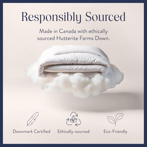 Brooklinen Lightweight Luxury Down Comforter, 100% Natural Canadian Duck Down Duvet Insert - 650 Fill Power, 100% Cotton Shell, Full/Queen Size Comforter for Warm Sleepers
