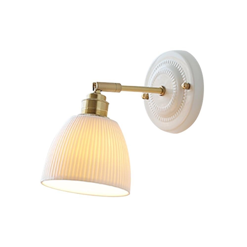 HXYSXHJUO Ceramic Wall Lamp Stripe Lampshade Sconce White Lighting Indoor Lantern for Bedroom Bedside Living Room Study Corridor Entryway Restaurant Mounted Lamp(A)
