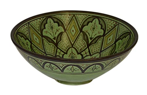 Ceramic Bowls Moroccan Handmade Serving Bowl Large 12 Inches in diameter Multicolored Green