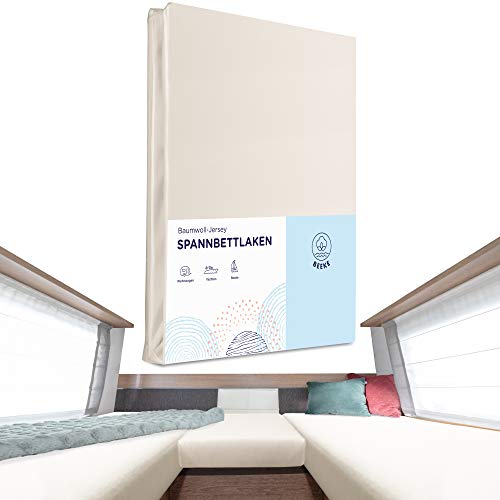 ® Premium Spannbettlaken Wohnmobil [3 teilig] - Multi-Stretch Bettlaken für Wohnwagen-Heckbett [Made in Germany] - 97% Baumwolle und 3% Elasthan