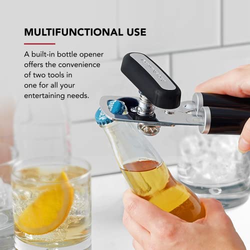 KitchenAid Classic Multifunction Can Opener and Bottle Opener Easy to Use, Razor Sharp Stainless Steel Cutting Wheel, Soft Ergonomic Handles, Black image 6