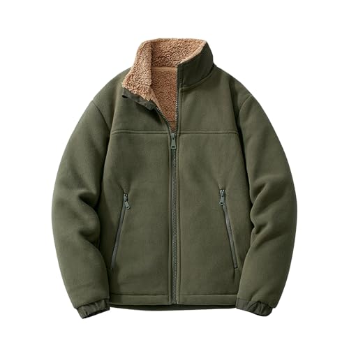 Men's Winter Coats Thicken Fleece Lined Zip Up Big and Tall Vintage Sherpa Hunting Long Sleeve Plush Warm Streetwear4