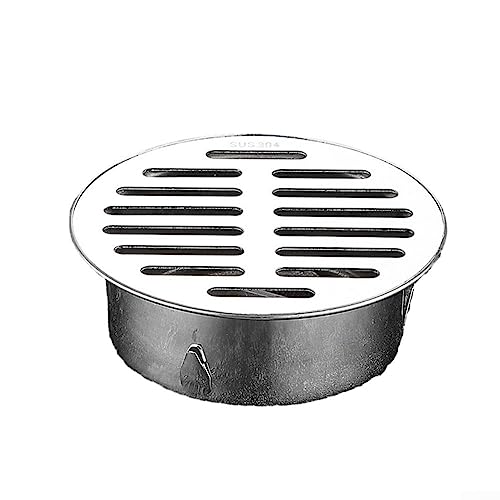 HpLive Siphon de sol rond en acier inoxydable de 110 mm, anti-blocage pour toit extérieur, siphon de sol enfichable avec grand déplacement, pour terrasse extérieure de jardin