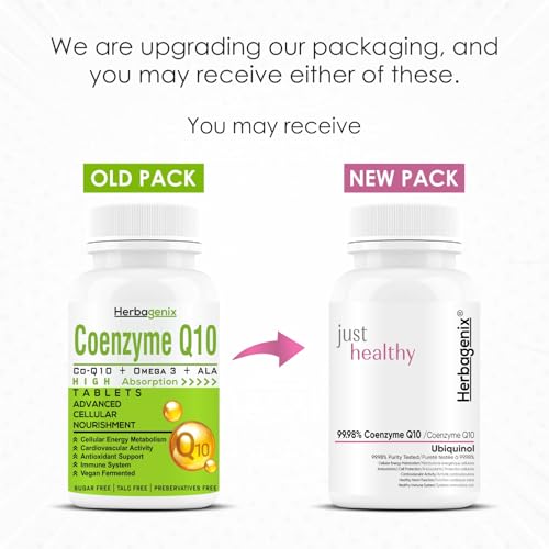 Coq10 Coenzyme Q10 300mg With Alpha Lipoic Acid Ala, Omega 3 Fatty Acid, Lycopene, Bioperine And Vitamin B1, B2 And B6 To Good Health Supplement-60 No Sugar Veg Tablets (No Capsule)