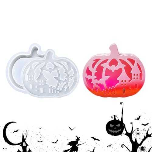 Moldes de resina de Halloween, moldes de silicona de calabaza, molde de calabaza, suministros de manualidades de fundición de resina para decoraciones de Halloween, yeso, cera epoxi, candelabros