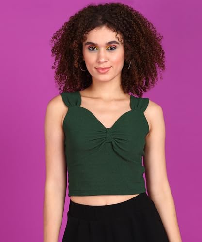 Image of POPWINGS Women Casual Blue & White Stripe Print Strap Crop Top | Women Sleeveless Top | Women Trendy Top
