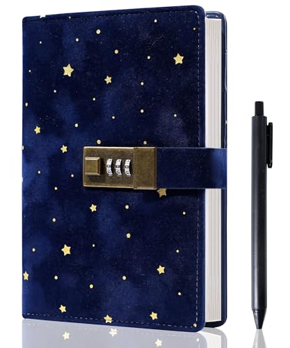 CAGIE Velvet Diary with Lock, Unique Gifts for Women Who Like Writing, Bible Study, Securely Guard Secrets Journal with Lock 5.1 x 7.4 Inch Refillable 224 Pages With Gift Box