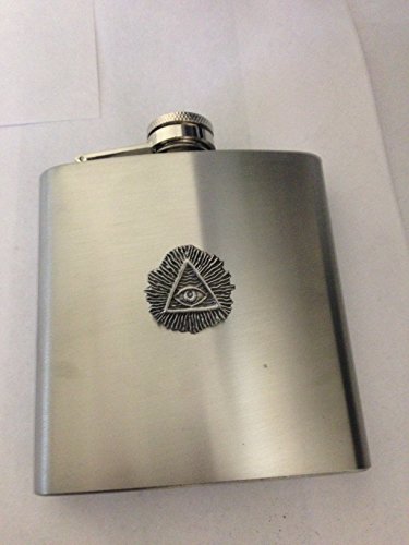 Flasque All Seeing Eye R59 en inox au fini gravé élégant avec capuchon à charnière