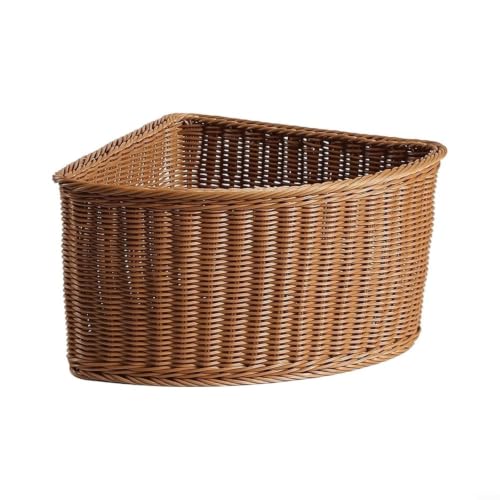 Cesta triangular de esquina para organizar el hogar con diseño de ratán sintético plástico 2