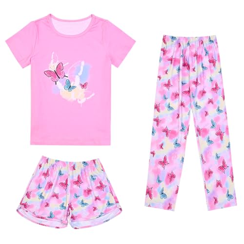 Image of Mirawise Girls 3 Pc Pajamas Sleepwear Cotton Pjs Clothes Set 4-13 Years
