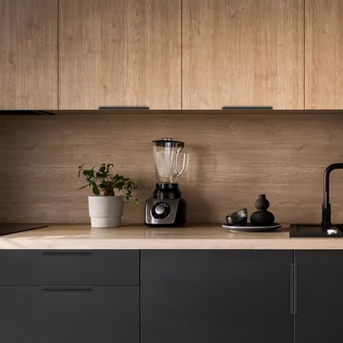 Image of Matte Black Cabinet Handles Finger Edge Pulls 11.8 Inch CC 10 Pack | Low-Profile Finger Grip, Cabinet Door Edge Mount, Smooth Handle Shape, 5.9 Inch (150mm), For Drawers, Cupboards, Kitchen