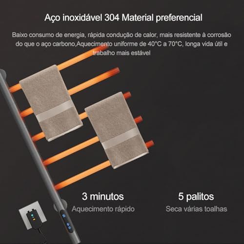 WiFi Heated Towel Rack 82W - Wall Mounted Bathroom Towel Warmer with Timer & Temperature Control, Stylish Grey Design for Luxurious Comfort