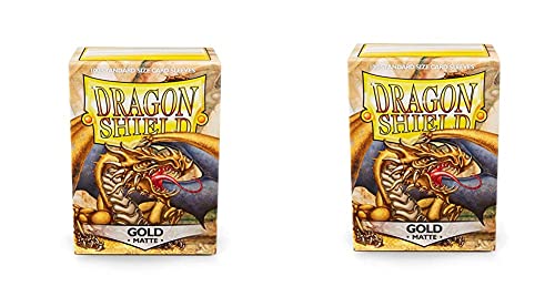 Dragon Shield Lot de 2 pochettes pour cartes anti-coins cornés mat doré taille standard