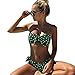 B/H Maillot de Bain Natation Imprimer Vintage,Ensemble de Deux pièces de Bikini Sexy Dot, Maillot de Bain Femme à la Mode-Vert_L,Tankini Elégant Imprimé Maillot de Bain