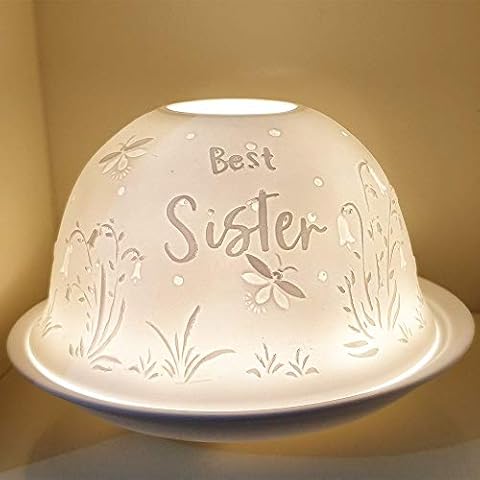 Nordic Light Tealight Candle Holder for Sister, Set of Shade & Plate, Living, Dining Room Table, Home Decor Accessories-Porcelain-One Size, White Patterned Cover