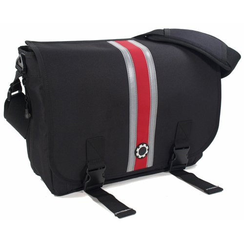 Messenger Diaper Bag Center Stripe, Chilli Pepper Red