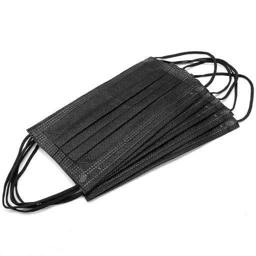 Image of (Pack of 100) Black Disposable Face Masks, 3-Ply with Ear Loops