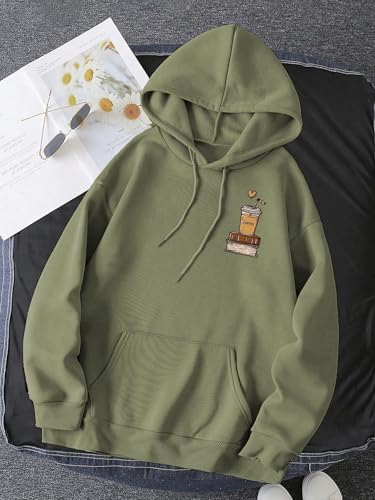 Image of inchGLASGO Trendy Girl's & Women's Printed Hoodie - Aesthetic Winter wear for Women |Oversized Casual Streetwear | Coffee Lovers Sweatshirt inch