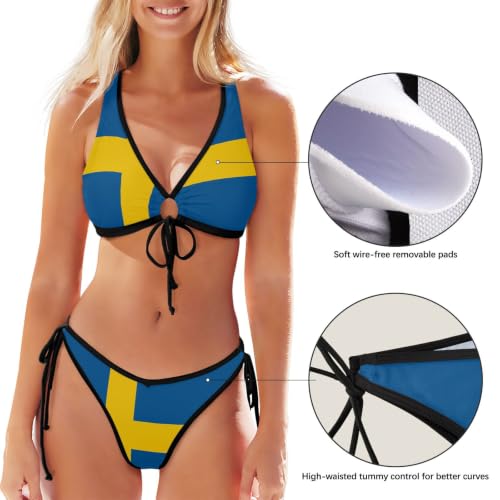 Bikini de cuerda para mujer que no se transparenta traje de baño de Suecia 5