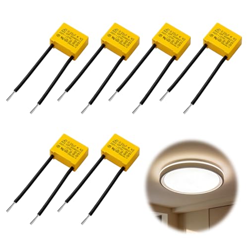 wilcractk 6 condensatori LED anti-interferenza per condensatori di sicurezza lampeggianti, non 0,22µF 275 V X2, condensatori di sicurezza con cavo, condensatore di disturbo, lampada a LED
