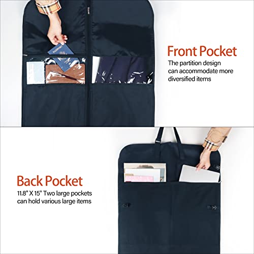 Univivi Suit Bags for Men 50" Suit Carrier with 5 Zip Pockets Suit Covers for Men for Travel with Adjustable Handles Heavy Duty 600D Oxford Foldable Waterproof Garment Bags for Travel Navy - Image 4