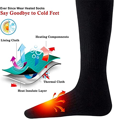 Frskalet Beheizbare Socken Unisex Heizsocken Batteriebetrieben Warm und Bequem Beheizte Socken, perfekt für Winterliche Outdoor-Aktivitäten Wie Angeln, Jagen, Skifahren (Batterien Nicht Enthalten)