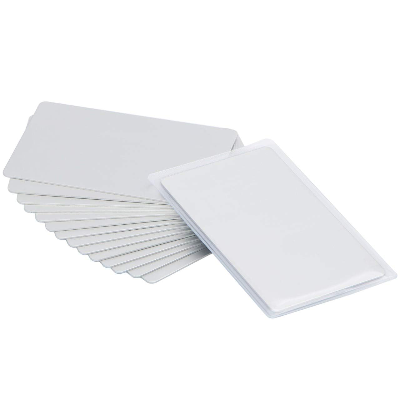 Thick Aluminum Metal Business Cards Anodized Aluminum 86 X 54 X 0.8mm 15 pcs Include Protector Sleeves (silver)