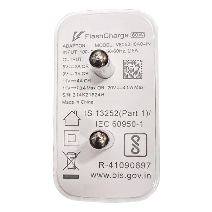 Image of Nixst 80W Usb To C Flash Charging Adapter With Cable Compatible With Vivo X90, X90 Pro, X80, X80 Pro, X70, X70 Pro, X60, X60 Pro, Iqoo Neo 6, Neo 7, Neo 7 Pro (Adapter And Cable)