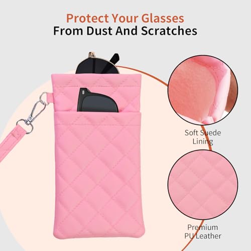 Image of Double Eyeglass Case Soft Dual Glasses Case for Women Men Travel Squeeze Top Sunglasses Cases Eyeglasses Pouch