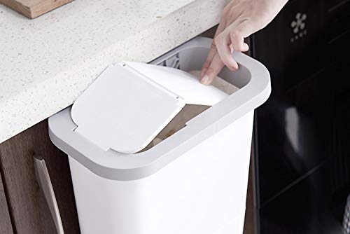 IEEK 2 Pack Small Trash Can with Lid Hanging Waste Bin for Kitchen Cabinet Door,Plastic Slim Wastebasket Under Kitchen Sink,6L/1.6Gallon Garbage Can,White