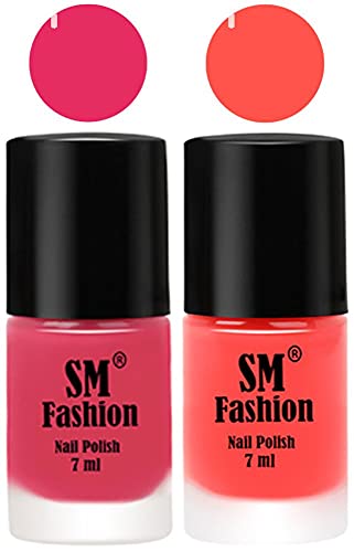 Image of Long Lasting Nail Polish | Nail Paint Combo 7 ml Each) - Set of 2 Dark Rose Pink-Baby Pink