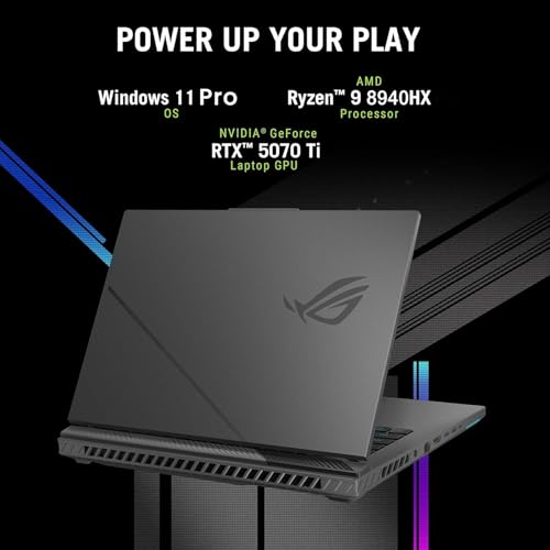 Image of ASUS ROG Strix G16 Gaming Laptop Computer- NVIDIA GeForce RTX 5070 Ti, AMD Ryzen 9 8940HX (up to 5.2 GHz), 16 inch 165Hz FHD+, Win11 Pro, Backlit KB, Wi-Fi 6E, w /Accessoires (64GB DDR5 RAM, 2TB SSD)