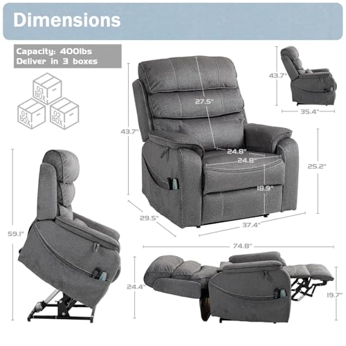 Sillón eléctrico reclinable con masaje color cuero miniatura 2