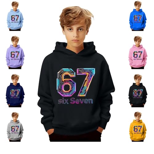 Genérico Sudadera con Capucha para niños 67 Six Seven, diseño neón, Sudadera con Capucha para niños niñas Adolescentes, chándal de Colores con Estampado de Sixseven Sudadera Primavera otoño Casual