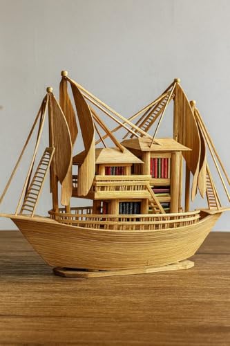 Image of Decorative Wooden Ship Model /Coastal Decor / 9.5'' - INCH Craft Boat