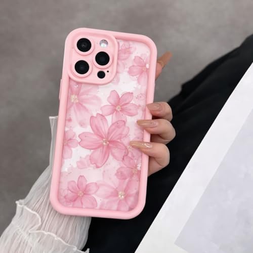 Image of COVERLY Pastel Floral Back Case Cover for iPhone 15 Pro Max | Hot 3D Ink Abstract Art Flower Cute Design | Lens Protection | Soft TPU Silicone Aesthetic Print Cover for Girls & Women (Pink,Shockproof)