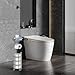 TomCare Toilet Paper Holder Stand with Storage Shelf Tissue Paper Roll Dispenser Free Standing 4 Raised Feet Toilet Paper Storage Metal Bathroom Organizers and Storage