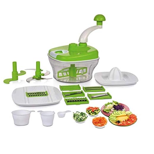 JD Brand Manual Food Processor - Chopper, Blender, Atta Maker, Dough Kneader,14 Pieces (Multicolor)