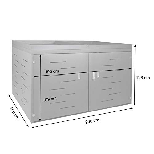 Mendler 2er-Fahrradgarage HWC-H80, Fahrradbox Geräteschuppen, abschließbar - mit Pflanzkasten 126x200x150cm Edelstahl – Bild 6