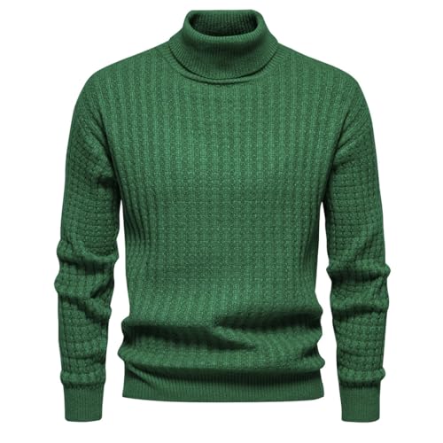 Men Basic Sweater Slim Fit Warm Comfortable Men Knitwear Casual Soft Breathable Men Knit Sweater Youth Men Temperament Trend Long Sleeve Pullover D-Green XL