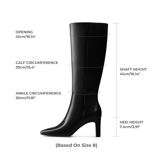 DREAM PAIRS Knee High Boots Women Chunky Block Heel Square Toe Side Zipper Tall Boots for Women,Size 8,Black-Pu,DWUMKB2540