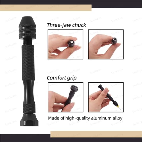 Image of Sunkizzrs 20-Pcs HSS Mini Twist Drill Bits Set with Hand Pin Vise | Micro HSS Push Drill (0.3-1.6mm) - Precision Hand Tool for Resin Arts Crafts /Model Making /Wood /DIY