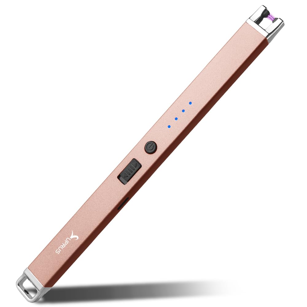 SUPRUS Electric Arc Windproof USB Lighter Flameless Rechargeable Lighter with Safety Lock for Candle