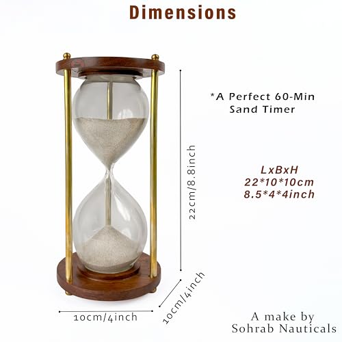 Image of 60 Minute Wooden Sand Timer Natural Sand Color 10.5x10.5x20.5cm Hourglass for Tea Making Home Kitchen Office Table Gifts for All and Kids (Pack of 1)