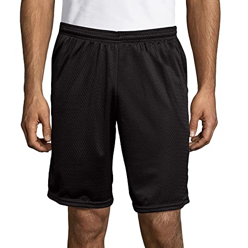 Hanes Sport Men's Mesh Pocket Short,Ebony, Large