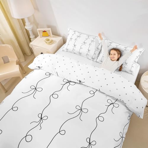 Housse de couette simple motif nœud papillon et patchwork géométrique Manfei - 7