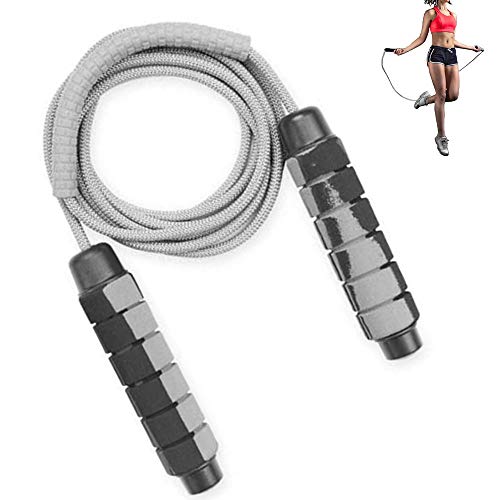 Wsobue - Cuerda de saltar para hombre, mujer, adulto, longitud ajustable para entrenamiento de resistencia, fitness en el hogar (gris)