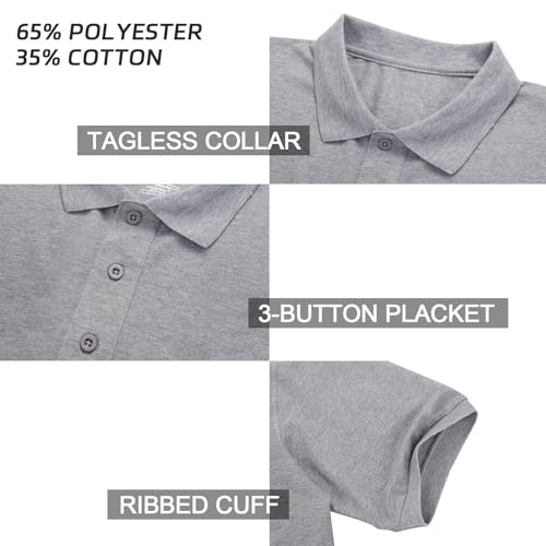 Men's Short Sleeve Polo Shirt Moisture Wicking Performance Dry Fit Golf Polo with Pocket3