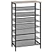 HOOBRO Scarpiera, Scaffale Portascarpe a 8 Ripiani, 75 x 30 x 137 cm, Organizzatore Portascarpe, 24-32 Paia di Scarpe, Ripiani Inclinabili, Scaffale per Calzature, Ingresso, Greige e Nero EBG18XJ01